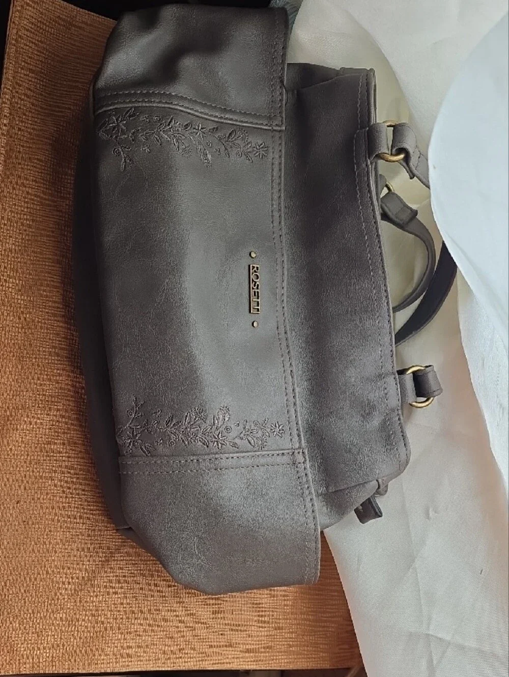 Rosetti Gray Leatherette Shoulder Bag - Gray